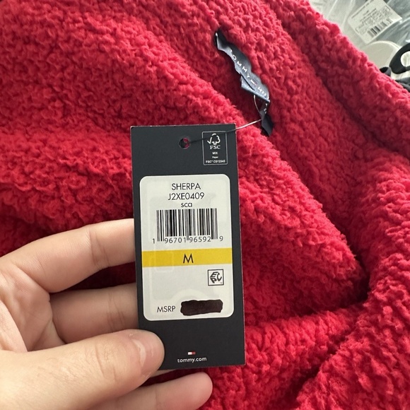 Tommy Hilfiger Women's Sherpa Long Sleeve Jacket Full Zip Red Size Medium NEW - Picture 4 of 4